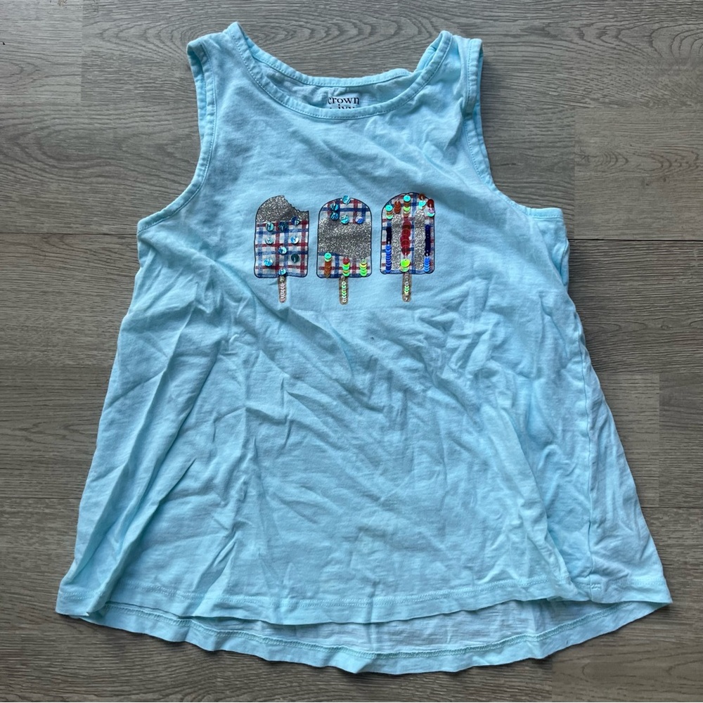 Crown and Ivy Girls Sequined Ice Cream Tank (M)
